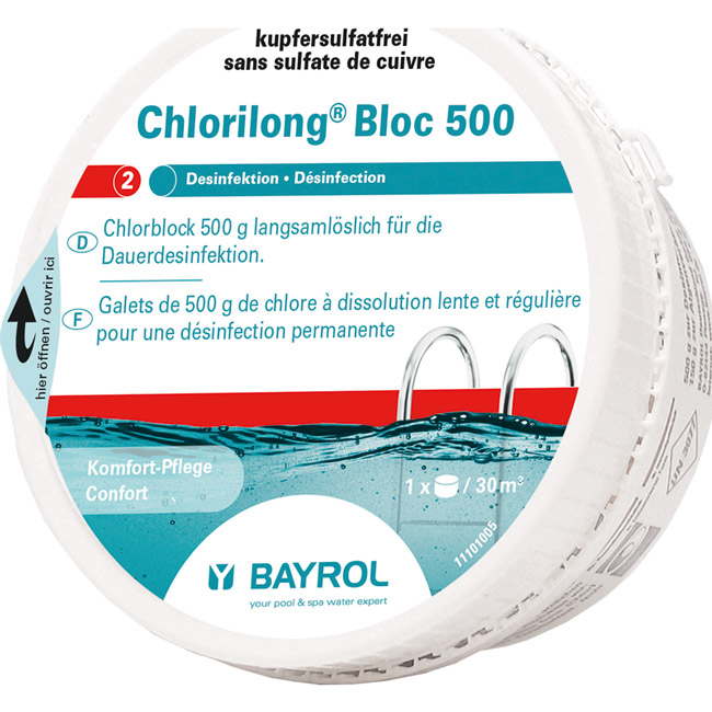 Chlore - Chlorilong bloc 500Bayrol La Coopérative des Pisciniers