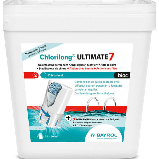 Chlore - Chlorilong® ULTIMATE7 blocBayrol La Coopérative des Pisciniers