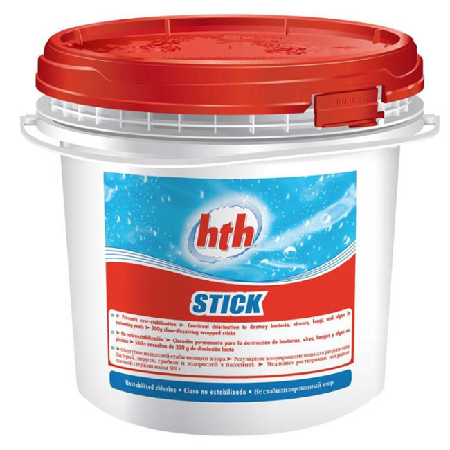 Chlore HTH Sans stabilisant - Sticks de 300g - Seau de 4.5 kg