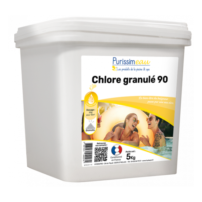 Chlore - Chlore choc granulés 90Hydrapro La Coopérative des Pisciniers