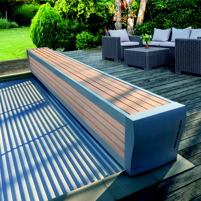 Banc Design couverture de sécurité automatique hors-sol La Coopérative des Pisciniers